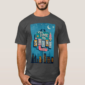 Dags att lysa Retro City familjen T Shirt