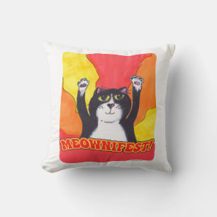 Dags att Meownifestera Episk Kattillustration Kudde