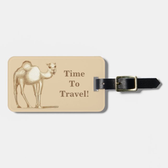 Dags att resa! Camel Luggage Tag Bagagebricka (Horisontell Framsida)