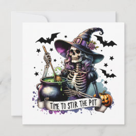 Dags att Röra Om Skelett Häxa Inbjudningar