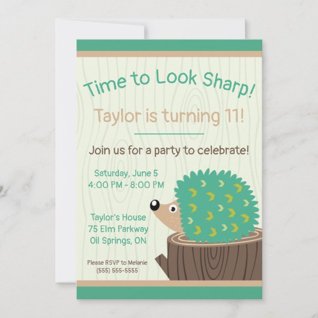 Dags att se Vass ut! Cute Hedgehog Birthday Inbjudningar (Framsida)