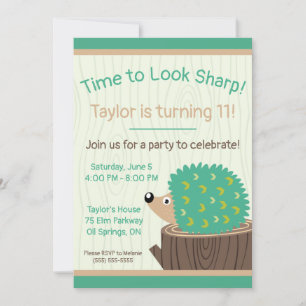 Dags att se Vass ut! Cute Hedgehog Birthday Inbjudningar