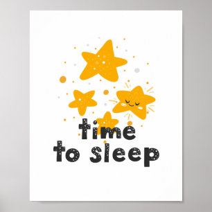 Dags att sova. Tysta nattstjärnor. Nursery baby Poster