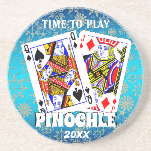 Dags att spela Pinochle Beverage Coaster Underlägg