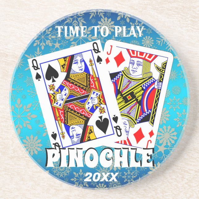 Dags att spela Pinochle Beverage Coaster Underlägg (Framsidan)