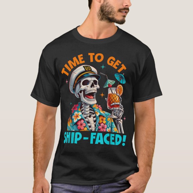 Dags att supa sig full Skeleton Man Hawaii Strand T Shirt (Framsida)
