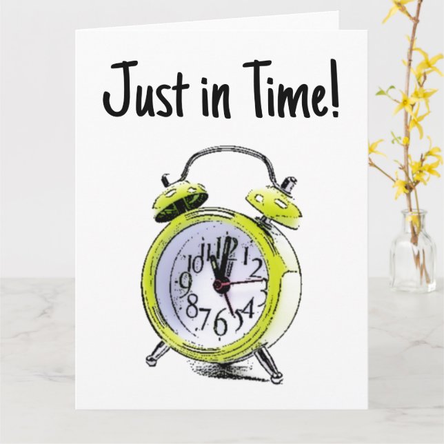 Dags att vakna upp Gult Alarm Clock Teckning Kort (Gul blomma)