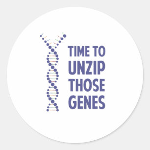 Dags att zippa upp dessa genetiska gener runt klistermärke