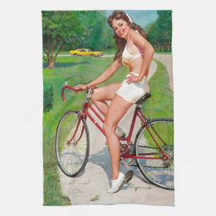 Dags för en ride - Retro Pin-up Girl Kökshandduk