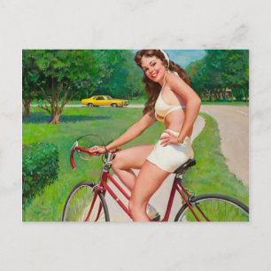 Dags för en ride - Retro Pin-up Girl Vykort