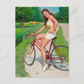 Dags för en ride - Retro Pin-up Girl Vykort