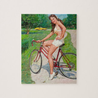 Dags för en tur - Retro Pin-up-flicka Pussel