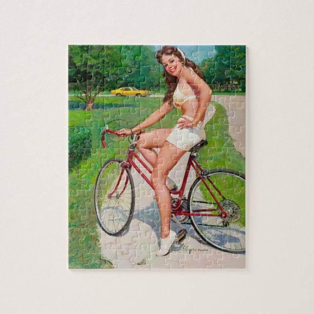 Dags för en tur - Retro Pin-up-flicka Pussel (Vertikal)
