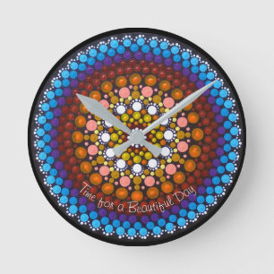 Dags för en vacker dag Mandala Clock Rund Klocka