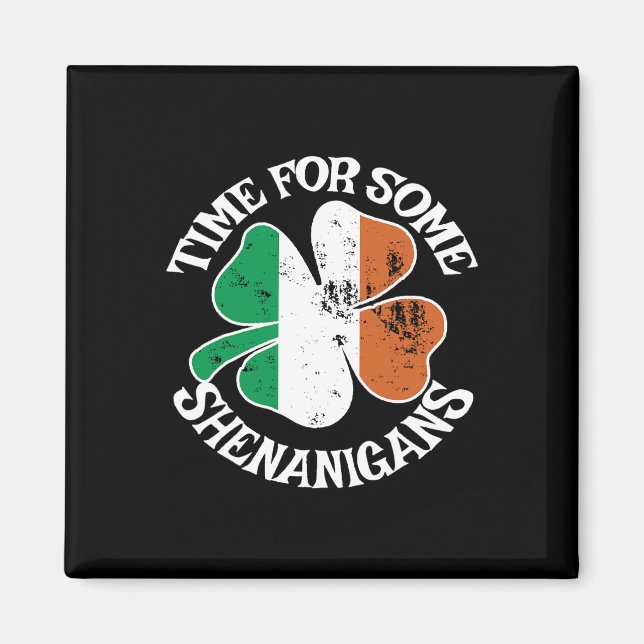 Dags för lite bus, roliga klöverblad St Patrick Magnet (Framsidan)