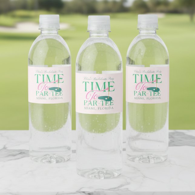 Dags för Par-Tee Golf Möhippa Vattenflaskor Etikett (Time to Par-Tee Golf Bachelorette Water Bottle Label)