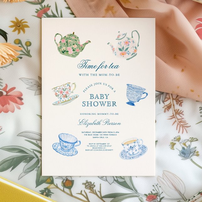Dags för te Baby Shower Inbjudningar (Skapare uppladdad)
