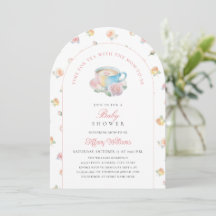 Dags för te Elegant blomstertefest Baby Shower