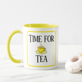 Dags för te, gult te kopp. Med ditt namn Mugg