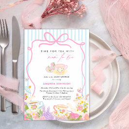 Dags för te Tekannor och koppar baby shower Inbjudningar