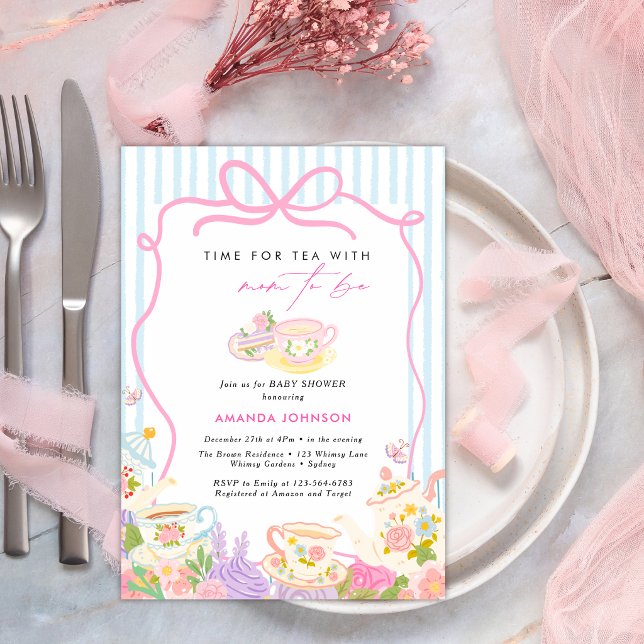 Dags för te Tekannor och koppar baby shower Inbjudningar (Skapare uppladdad)