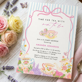 Dags för te Tekannor och koppar baby shower Inbjudningar