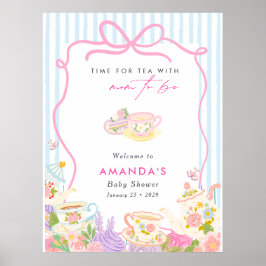 Dags för te Tekannor och koppar baby shower Poster