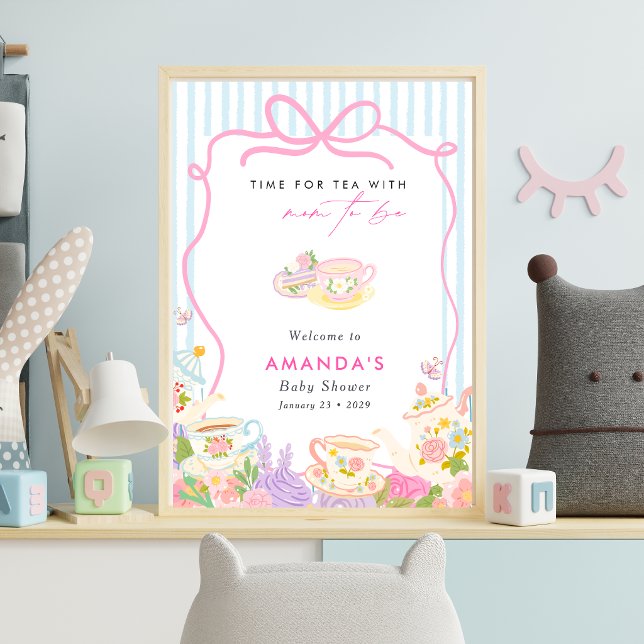 Dags för te Tekannor och koppar baby shower Poster (Skapare uppladdad)