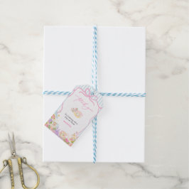Dags för te Tekannor och koppar baby shower Presentetikett