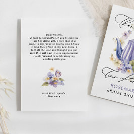 Dags för te vattenfärg FLoral Bröllopsfest  Tack Kort