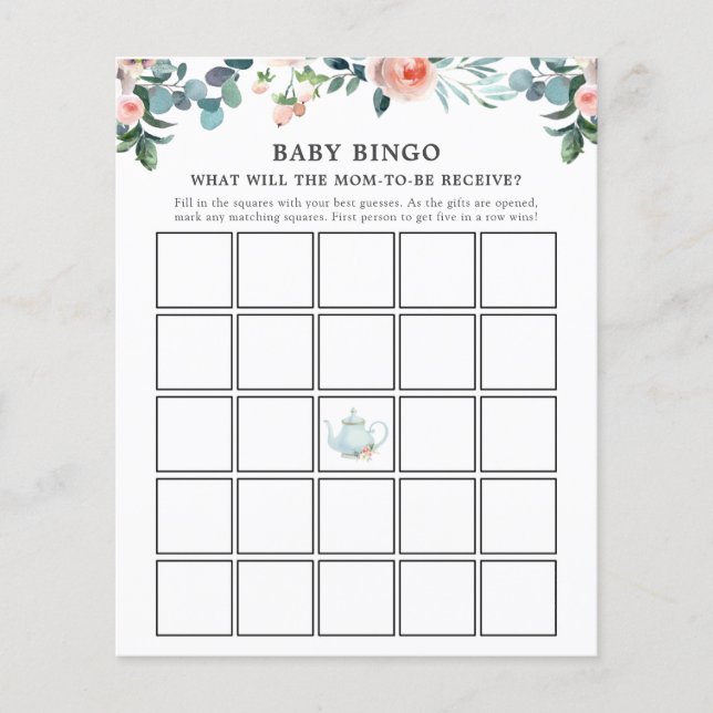 Dags för Tea Baby Bingo-spelkortet (Framsida)