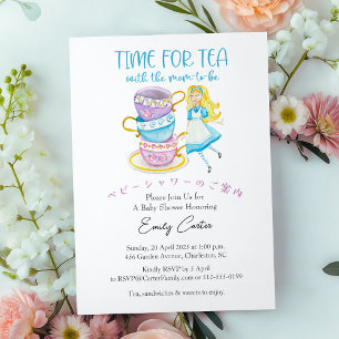 Dags för Tea Baby Shower Alice Whimsical Tekopp Inbjudningar