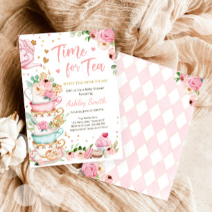 Dags för Tea Baby Shower Inbjudan Tea Party Brewin