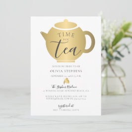 Dags för Tea Elegant Minimalist Guld Möhippa Inbjudningar
