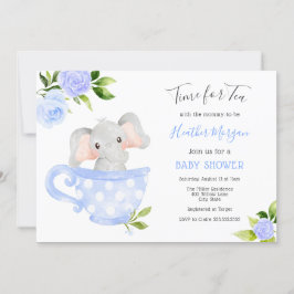 Dags för Tea Elephant Baby Shower-inbjudan Inbjudningar