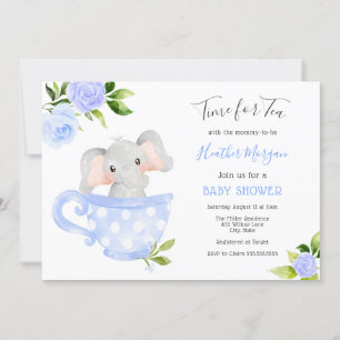 Dags för Tea Elephant Baby Shower-inbjudan Inbjudningar