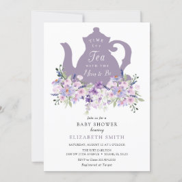 Dags för Tea Lila Lavender Baby Shower Inbjudningar