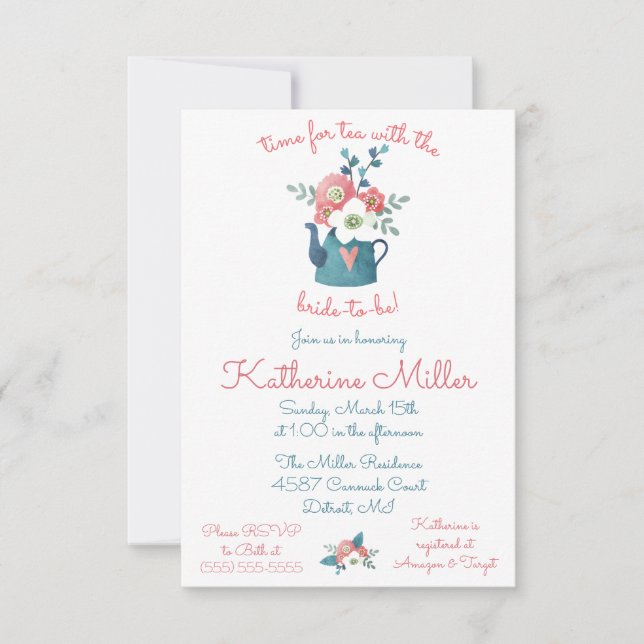 Dags för Tea med Bride-to-be!  Shower Inbjudningar (Framsida)