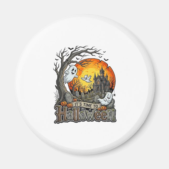 Dags Halloween Spökhus Kyrkogård Kuslig  Magnet (Framsidan)