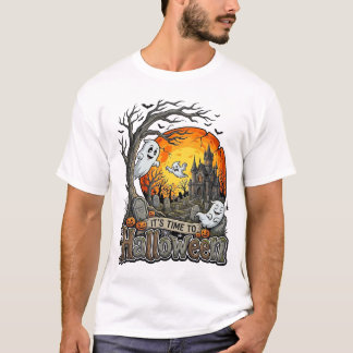 Dags Halloween Spökhus Kyrkogård Kuslig T Shirt