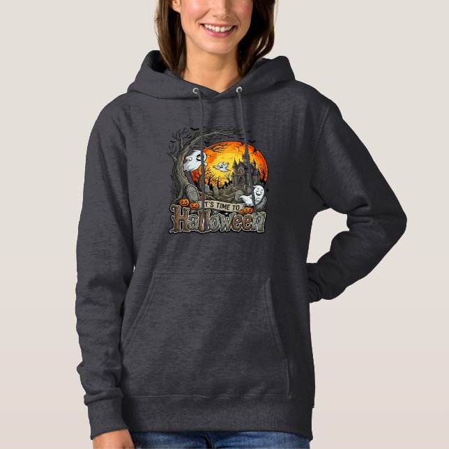 Dags Halloween Spökhus Kyrkogård Kuslig  T Shirt (Framsida)
