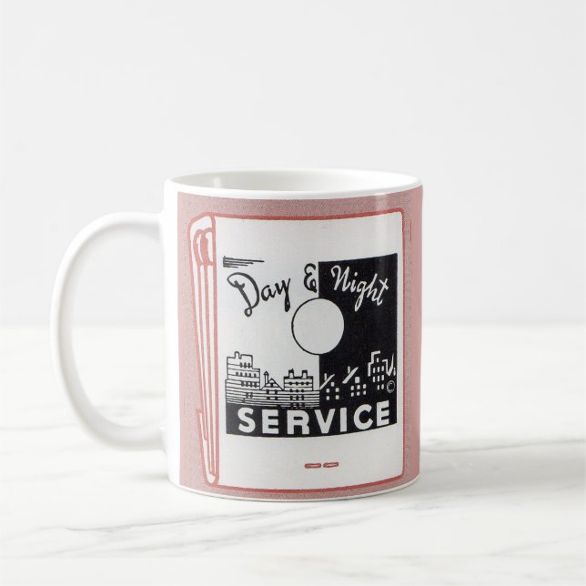 Dags- och nattservice för gammal matchningsbok kaffemugg (Vänster)