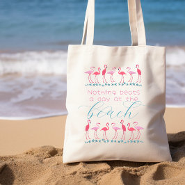 Dags på stranden Säger Flamingo Tyg Shoppingväska Tygkasse