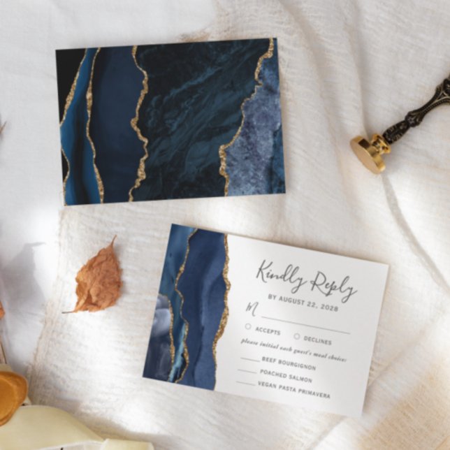 Dagsalternativet för modern marin blå Guld-agate-m OSA Kort (Skapare uppladdad)