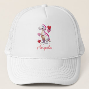 Dagsdinosauer för Cute white Valentine Keps