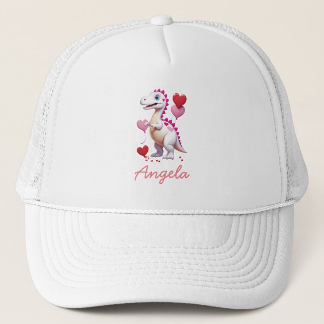 Dagsdinosauer för Cute white Valentine Keps (Framsida)