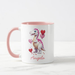 Dagsdinosauer för Cute white Valentine Mugg