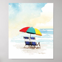 Dagsdrömmande, avslappnande på stranden poster
