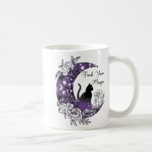 Dagsgrafik, mystisk selleri, svart katt Måne Kaffemugg