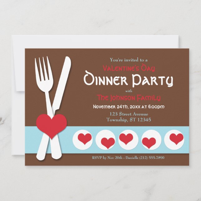 Dagsinbjudan till gaffel och Knivar Valentine Inbjudningar (Framsida)